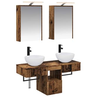 vidaXL Juego De Muebles De Ba&ntilde;o 5 Uds. Madera Envejecida Vidaxl