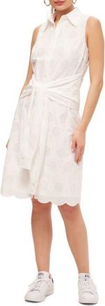 Trina Turk Rally Tennis Racquet Eyelet Shirt Dress in Whitewash at Nordstrom, Size X-Large