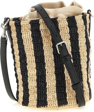 Valentino Garavani Womens Black Straw Shoulder Bag