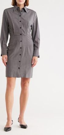 BOSS Dertoa Long Sleeve Shirtdress in Grey at Nordstrom Rack, Size 2