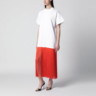 Alaia Fringed cotton jersey T-shirt in white