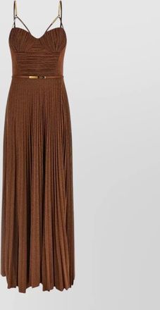Elisabetta Franchi laminated bustier pleated maxi dress