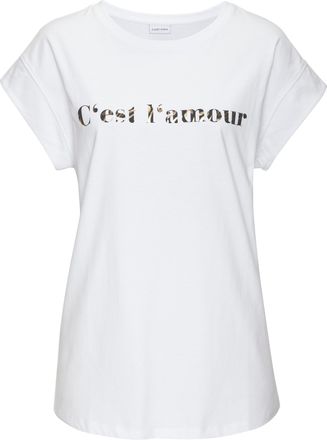 Lascana Kurzarmshirt LASCANA, Damen, Gr. 32/34, blau (wei&szlig;), Jersey, Obermaterial: 100% Baumwolle, unifarben mit Farbeinsatz, figurumspielend h&uuml;ftlang, Rundha