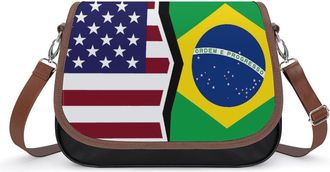 Generic US & Brazilian Flag Fashion Womens Crossbody Bags Novelty Handbag Shoulder Bag Purse