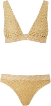 Missoni Bralette Bikini in Lam&eacute; Viscose met Raschelbewerking - Dames - Bikinis - Geel - S - Rayon - Badmode