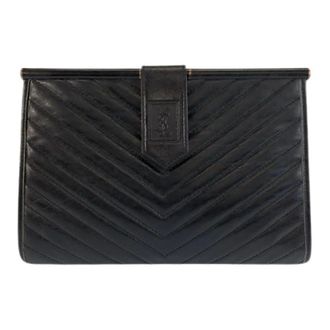 Saint Laurent Pre-owned Clutches, female, Black, Size: ONE SIZE Pre-owned Leather Clutch Bag