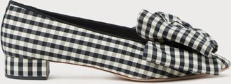 Loeffler Randall Womens Noa Bow Shoes In Black/white Gingham