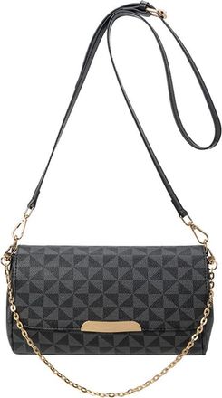 Generic Flap Crossbody Bag for Women Plaid Leather Purse and Handbag Fashion Small Shoulder Bags Wallet with Chain Strap (Black)