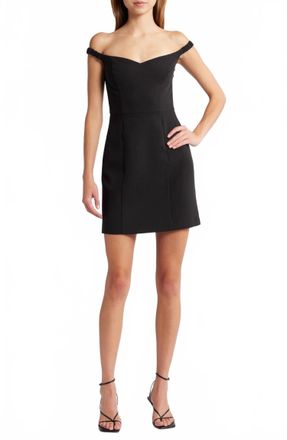 French Connection Azra Twill Sweetheart Neck Mini Dress In Black