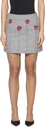 Moschino Mini Skirt with Floral Appliqu&eacute;s and Textured Finish