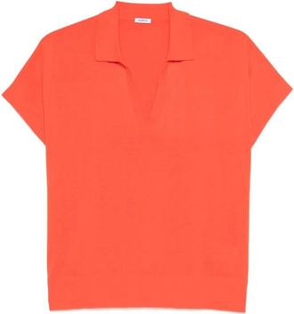 Aspesi Gebreide poloshirt met contrasterende kraag - Dames - Polos - Oranje - S - Katoen - Tops