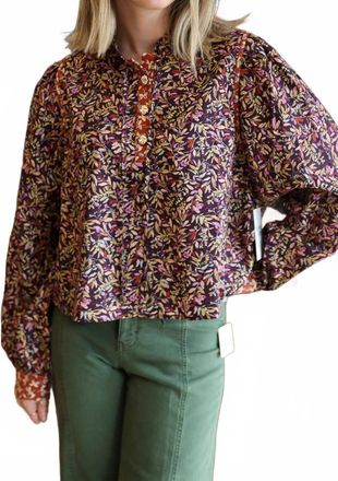 THML Clothing Printed Long Sleeve Buttons Top In Floral