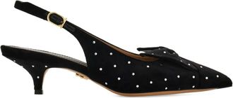 Ferragamo 40mm bow crystal slingback pumps - women - Goat Skin/Lambskin/Goat Skin/Silk Velvet/Calf Leather - 10.5C - Black
