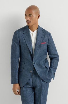 Brunello Cucinelli Houndstooth deconstructed blazer in Denim at Nordstrom, Size 52 It