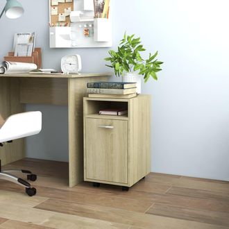 vidaXL Armario Auxiliar Ruedas Contrachapada Color Roble 33x38x60 Cm Vidaxl