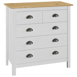vidaXL Credenza In Legno Massello Di Pino Con 5 Cassetti Stile Rustico Vari Colori Colore : Bianco E Marrone Miele