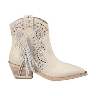 Alma En Pena Cowboy & Biker Boots, female, Beige, 8 UK, Flat booties fringed detail