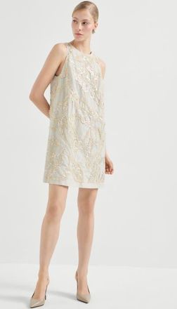 Brunello Cucinelli Mini dress with dazzling embroidery in Beige at Nordstrom, Size Xx-Large Eu