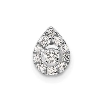 Diamond2Deal 14k White Gold 1/3 Ct Pear Cut Lab Grown Diamond Chain Slide Pendant