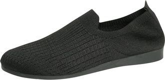 Generic Black Womens Mesh Work Shoes Style Slip-On Flat Bottom with Shallow Mouth Fashion Casual Spring Summer Comfortable Walking Shoes Mesh Material