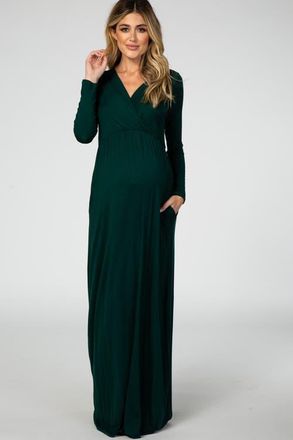 Pinkblush Long Sleeve Maxi Dress in Green at Nordstrom, Size Medium
