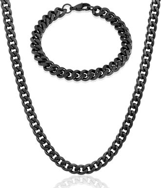 Crucible Jewelry Curb Bracelet and Necklace Gold Chain Set