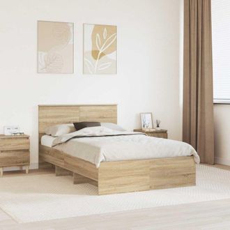 vidaXL Estructura De Cama Con Cabecera Roble Sonoma 137 X 203 Cm Vidaxl