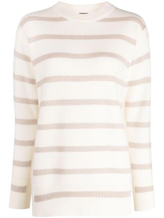 Lorena Antoniazzi striped crew-neck jumper - women - Wool/Cashmere/Silk - 38 - Neutrals
