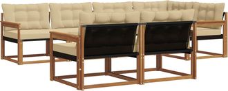 vidaXL Conjunto De Sof&aacute;s De Exterior 7 Uds. Natural Y Beige Vidaxl