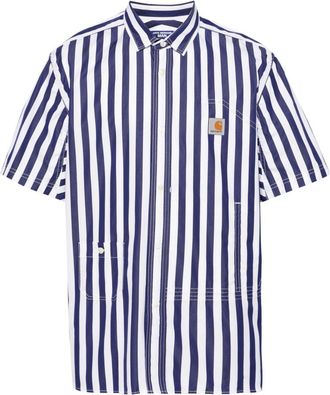 Junya Watanabe striped poplin shirt - men - Cotton - S - Blue
