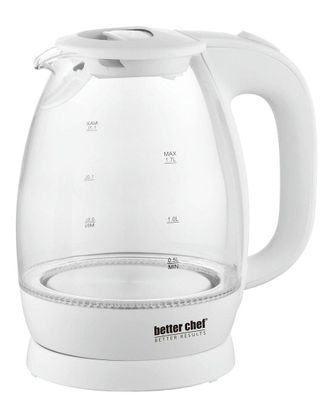 Better Chef 1.7-Liter White Glass Cordless Kettle With Led