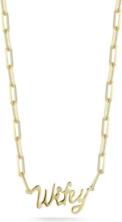 Sphera Milano 14K Gold Plated Sterling Silver & CZ Wifey Station Necklace in Yellow Gold at Nordstrom Rack