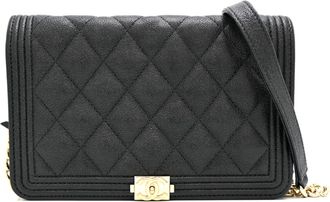 Chanel Black Grained Calfskin Chain/Shoulder Wallet (Pre-Owned)
