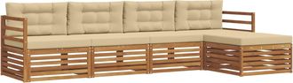 vidaXL Conjunto De Sof&aacute;s De Exterior 5 Uds. Natural Y Beige Vidaxl