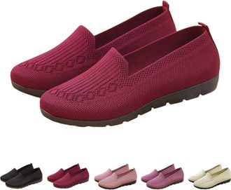 Generic Slip On Trainers for Womens Size 7.5 Knitted Flat Shoes Lightweight Comfortable Single Shoe Women Soft Bottom Footwear Casual Breathable Mesh Athletic