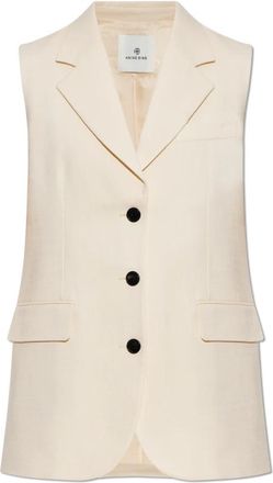 Anine Bing Sara Vest - Dames - Gillet - Beige - S - Leer - Kostuums