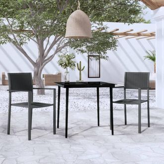 vidaXL Juego De Comedor Para Jard&iacute;n 3 Piezas Negro Vidaxl