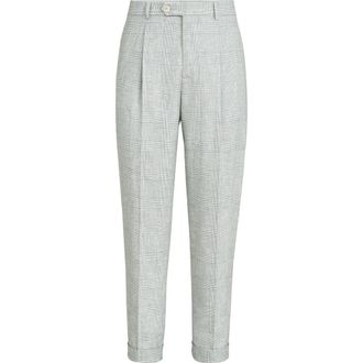 Brunello Cucinelli Prince of Wales trousers in Pearl Grey at Nordstrom, Size 58 It