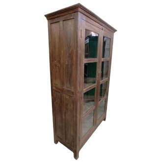 Wanderlust Deco Vitrina De Madera Acabado Artesanal Marr&oacute;n 110x45x180h Cm