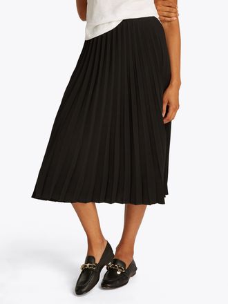 Tommy Hilfiger Plisseerock TOMMY HILFIGER FLUID PLEATED PULL ON MIDI SKIRT, Damen, Gr. 36, schwarz, Web, Obermaterial: 100% Polyester, unifarben, normal wadenlang, R