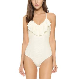 Shoshanna Daisy Ruffle Maillot One Piece In Ivory