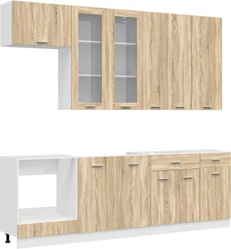 vidaXL Unidad De Cocina Lyon 8 Uds. Roble Sonoma Madera De Ingenier&iacute;a Vidaxl
