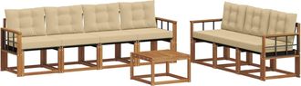 vidaXL Conjunto De Sof&aacute;s De Exterior 8 Uds. Natural Y Beige Vidaxl