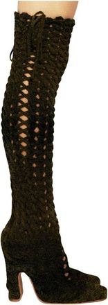 Isa Boulder Spiral Cable Boots - female - Isa Boulder - Over-the-Knee Boots - Green - 3 UK - Shoes