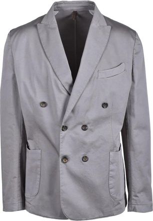 Laboratori Italiani Double-Breasted Turquoise Jacket with Classic Lapel