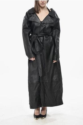 Balenciaga Leather Trench with Cut-outs and Belt size M
