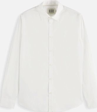 Scotch & Soda Mens Scotch & Soda Scotch & Soda cotton poplin stretch LS shirt WHITE - Size: 40/Regular
