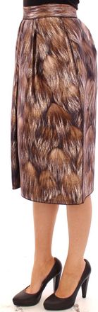 Dolce & Gabbana Womens Brown Floral Silk Straight Full Skirt