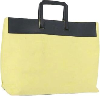 Loewe Pre-owned Tote Bags, female, Yellow, Size: ONE SIZE Pre-owned Canvas Tote Bag
