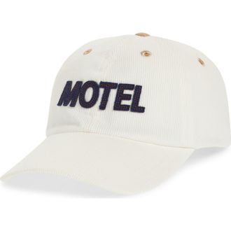 Drake's Motel Felt Appliqu&eacute; Corduroy Adjustable Baseball Cap in White at Nordstrom